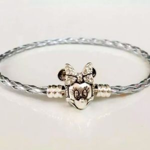New Disney 925-Leather Charm Bead Bracelet